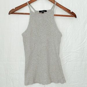 Ambiance Grey Ribbed Halter Tank Top